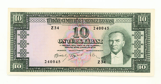 5. Emisyon 10 Lira 1963-66 Banknot 4. Tertip çt (Z34)