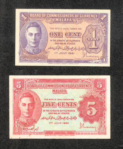 MALAYA - British Borneo 1 + 5 Cents 1941 *EF