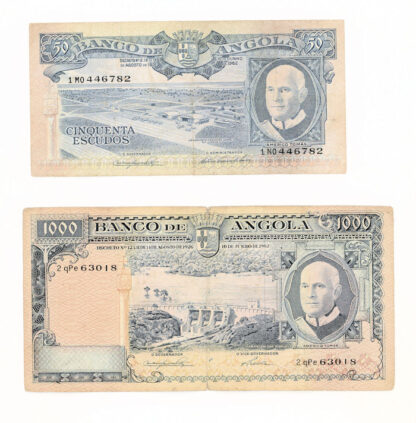 ANGOLA 50 + 1000 Escudos 1962 *VF/Fine