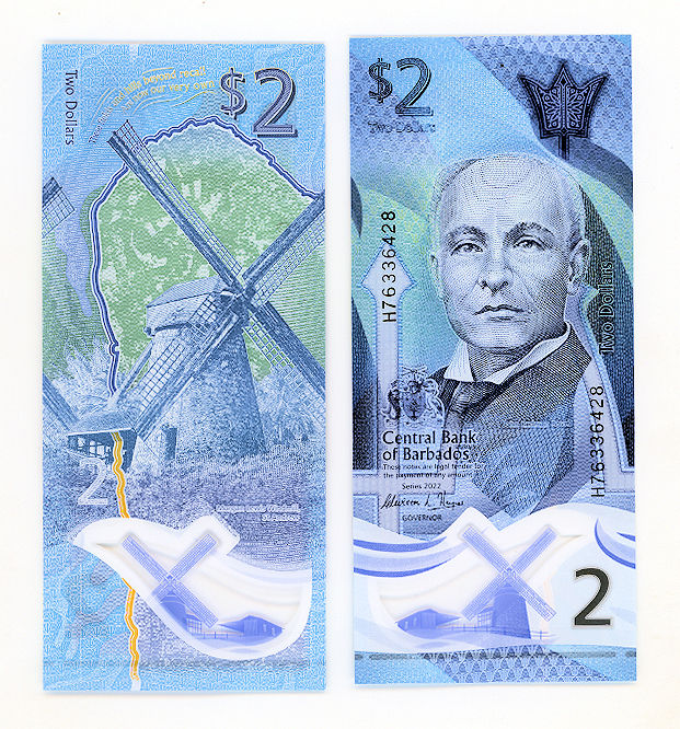 BARBADOS 2 Dollars 2022 UNC