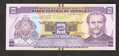 HONDURAS 2 Lempiras - UNC çil banknot