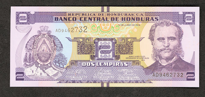 HONDURAS 2 Lempiras - UNC çil banknot