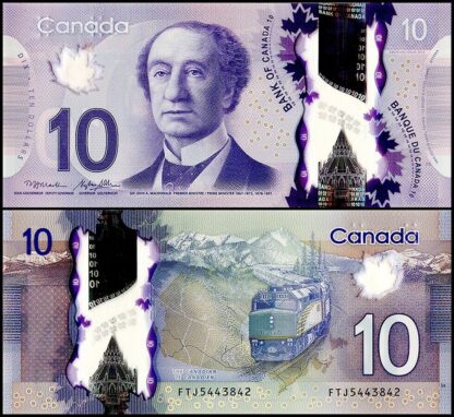 CANADA KANADA 10 Dollars POLYMER çil banknot (Train)