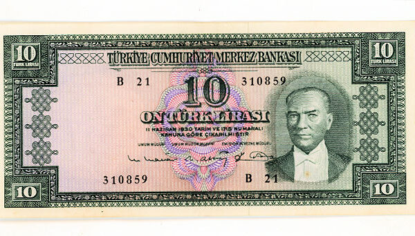 5. Emisyon 10 Lira 1963-66 Banknot 6. Tertip ççt (B21)