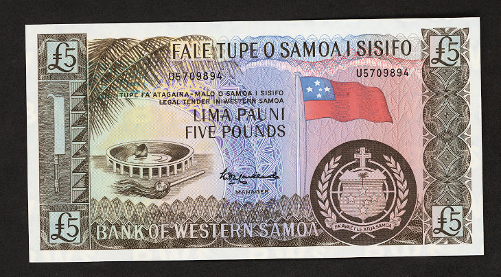 SAMOA 5 Pounds UNC *çil banknot