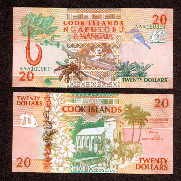 COOK ISLANDS 20 Dollars UNC