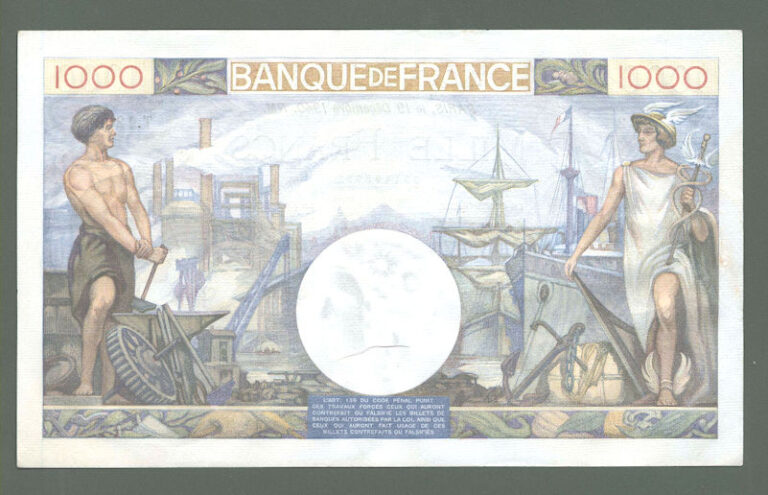 FRANSA FRANCE 1000 Francs 1940 UNC banknot çil *SATILDI - OUT OF STOCK SATILDI - OUT OF STOCK SATILDI - OUT OF STOCK - Görsel 2