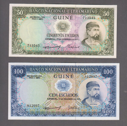 Guineé 50+100 Escudos 1971 ULTRA MARINO - UNC