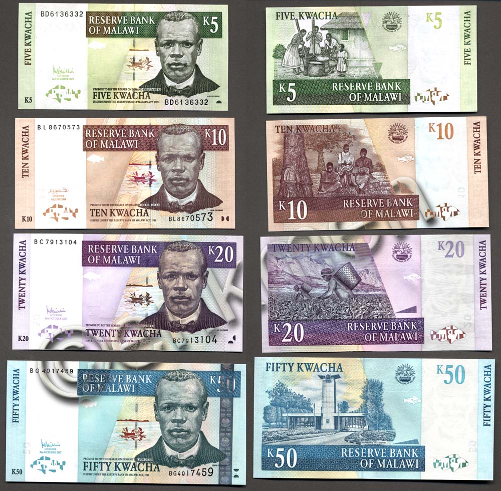 MALAWI 5+10+20+50+100+200+500 Kwacha – UNC