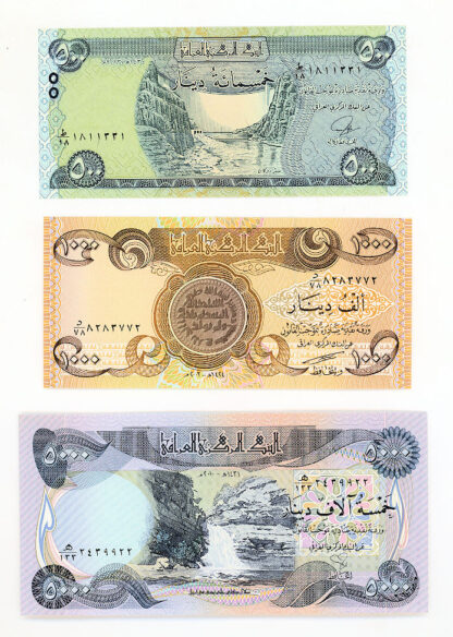 IRAQ 3 banknot LOT - UNC çil