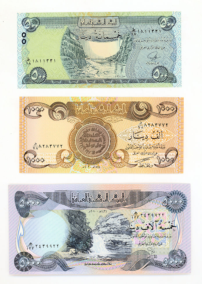 IRAQ 3 banknot LOT - UNC çil