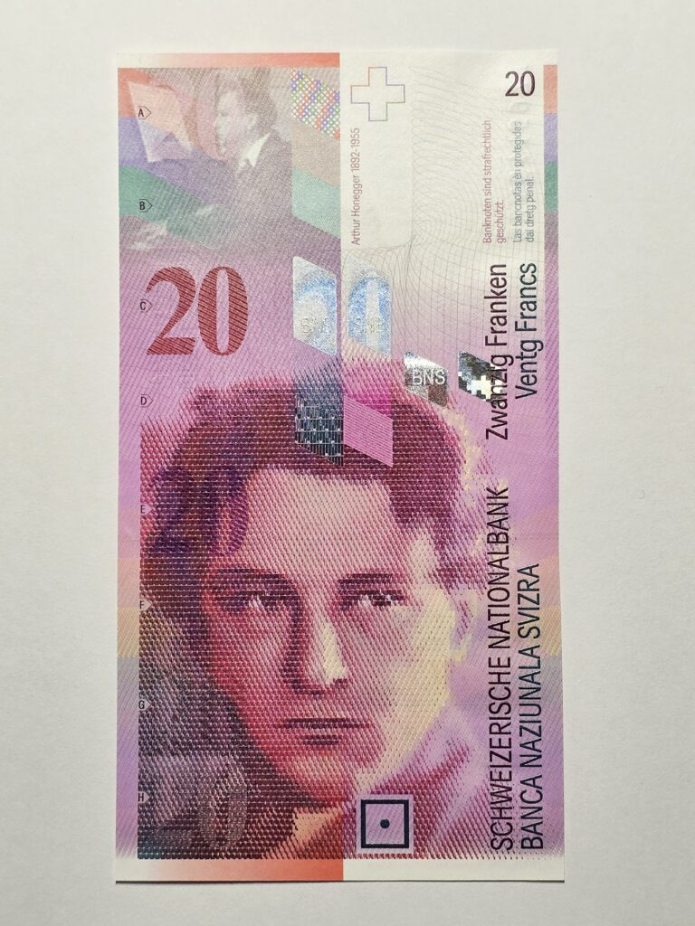 SWITZERLAND SCHWEIZ SUISSE 20 Francs 2012 E. Honnegger - UNC