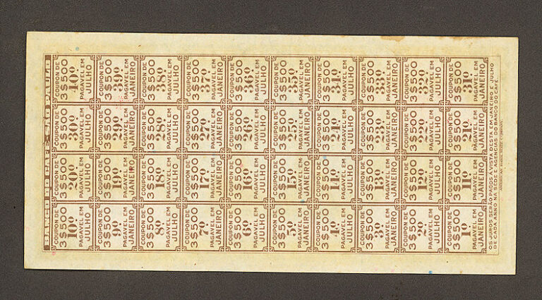 BRASIL Brezilya 100 Reis 1929 (Banco do CAFE, bono) UNC*çil - Görsel 2