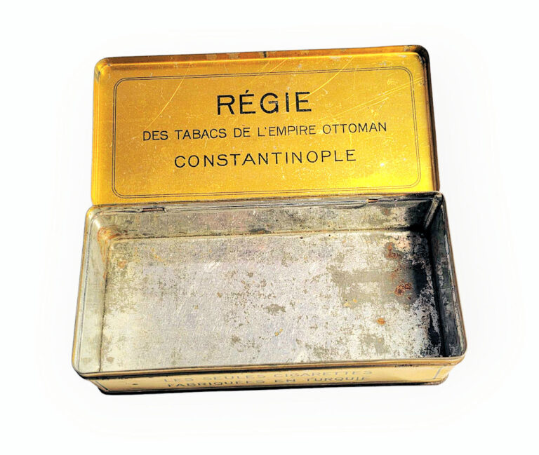 Régie des Tabacs de L`Empire OTTOMAN Constaninople Turkish Tabak 100 Cigaretten Metallblech Tin (RARE!!) - Görsel 2