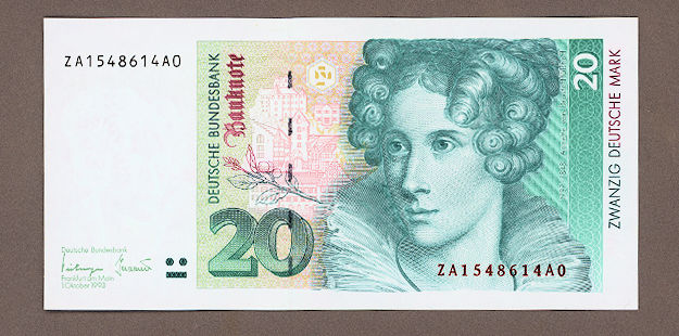 Almanya Deutschland 20 Mark 1993 UNC