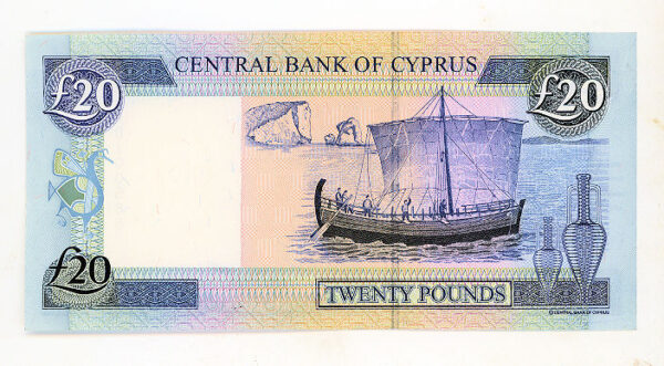 KIBRIS  CYPRUS 20 Pounds 2004 çil banknot - UNC - Görsel 2