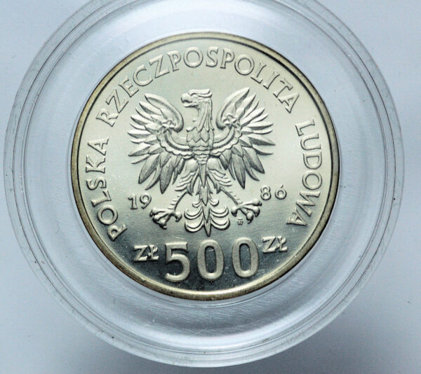 POLAND 500 Zlotyich 1986 Mexica Football Cup *PROBA (Parlak baskı) - Görsel 2