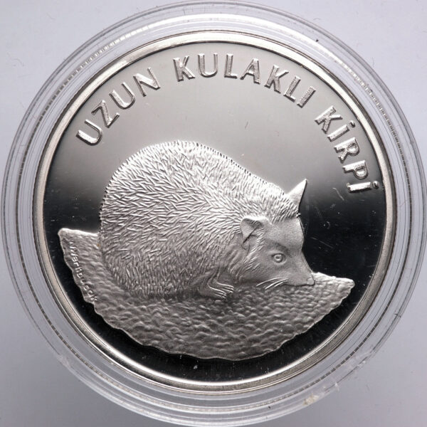 Türkiye nin hayvanları Kirpi 38.61 mm. Gümüş Sertifikalı hatıra parası