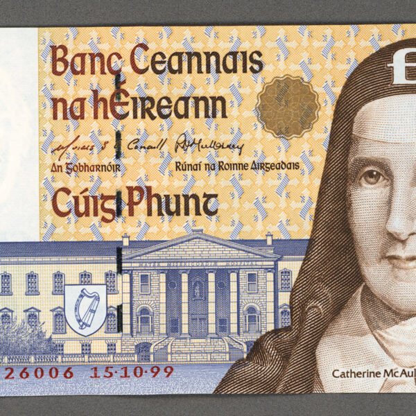 IRLAND IRLAND Ireland 5 Pounds 15.10.1999 Pick#75r3 - UNC *Replacement Note MMM
