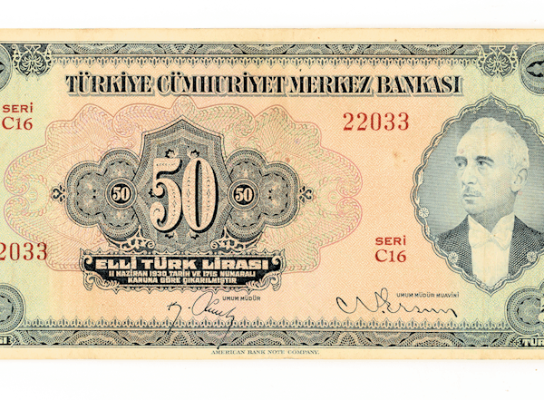 3. Emisyon 50 Lira 1947-51 Pick#143a VF *çt