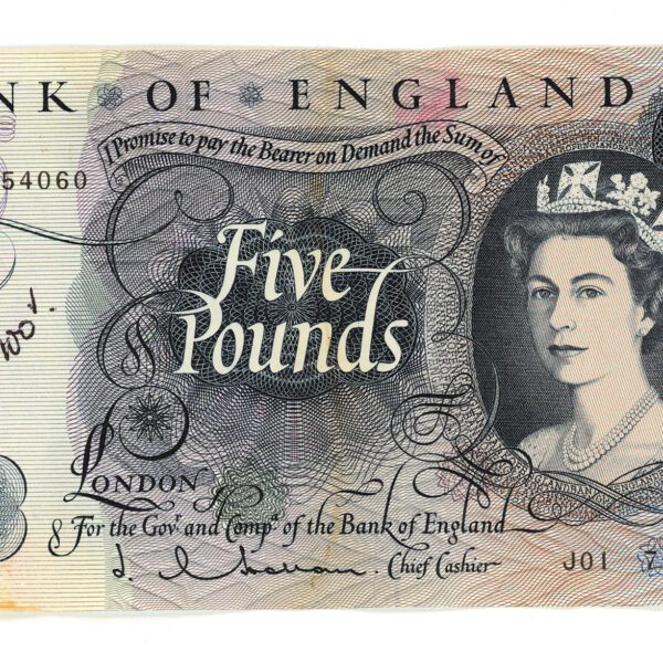 Great Britain 5 Pounds w/ Queen VF (ççt)
