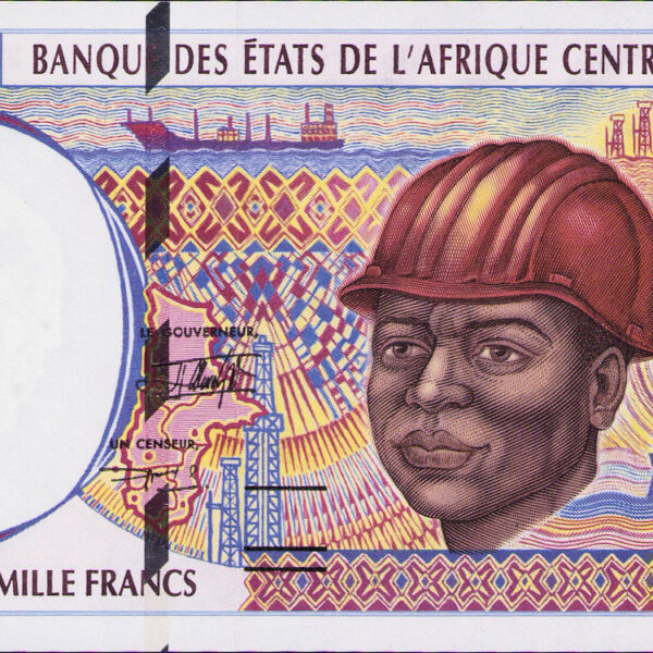 Banque der Etats de L`AFRIQUE CENTRALE 5000 Francs UNC çil banknot *SATILDI - OUT OF STOCK