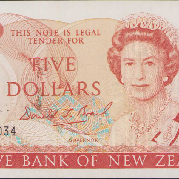 NEW ZERALAND - YENI ZELANDA 5 Pounds Kraliçe ççt banknot