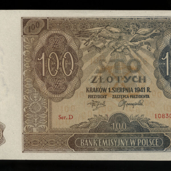 Polonya POLAND 100 Zlotych 1941 UNC *çil SATILDI - OUT OF STOCK