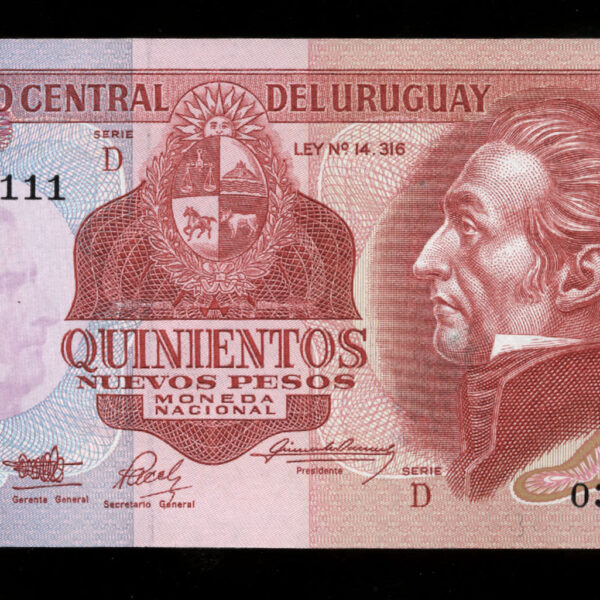URUGUAY N50 & 500 Pesos 2 Banknot Çil