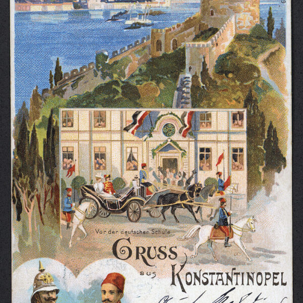 Constantinople Litho Sultan Abdulhamid Ottoman TURKEY used Postcard *RARE!!!