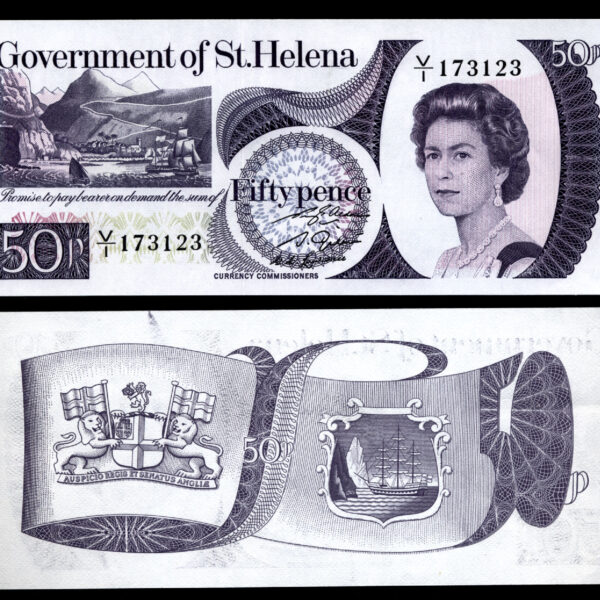 St. HELENA 50 Pence ND (1979) w/Queen Kraliçe Pick # 5a - UNC *çil