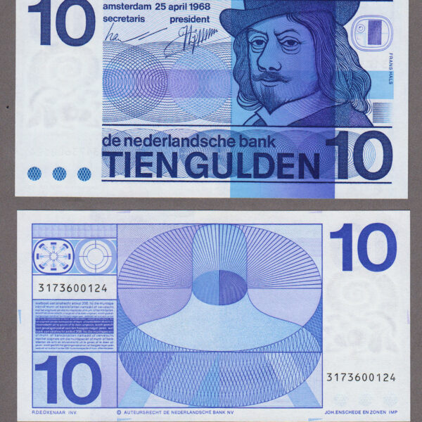 Holland Nederlande 10 Gulden 1968 Pick#91- UNC