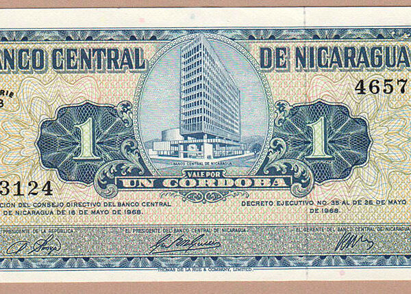 NICARAGUA 1 Cordoba 1962 Pick#107 UNC çil banknot