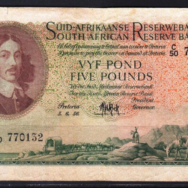 SOUTH AFRICA 5 Pounds 3.6.1956 - VF