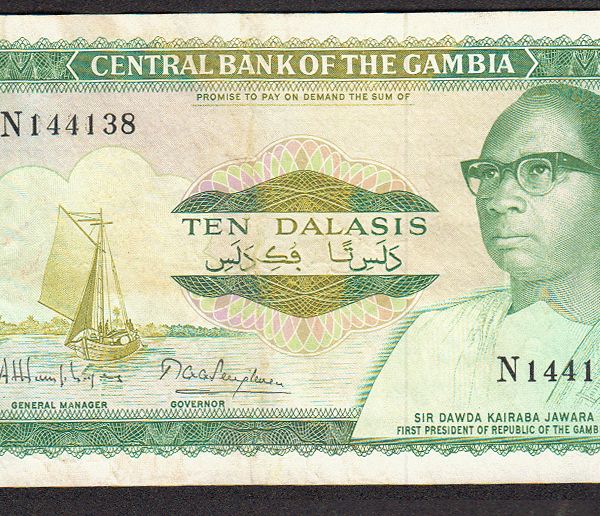GAMBIA 10 Dalasis ND (1987-90). Pick # 10a VF *çt