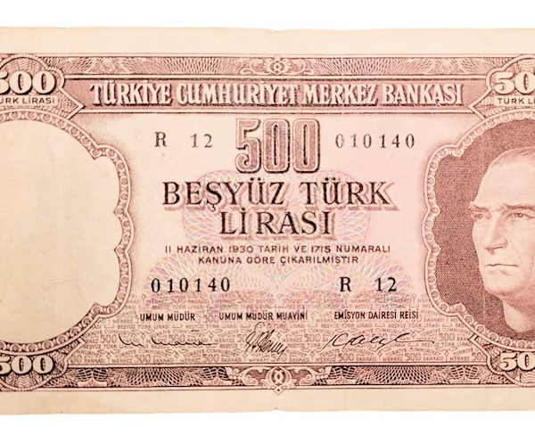 5. Emisyon 500 Lira 3. Tertip 1962-76 Pick#178a *çt+ banknot Serie R 12