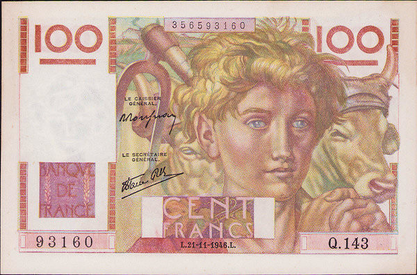 FRANCE Fransa 100 Frank 1946 - UNC çil banknot