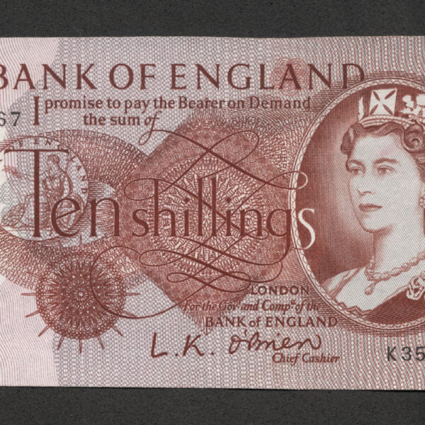 Great Britain 10 Shillings W/ Queen Pıck # 373 Unc Çil *kraliçe Banknot