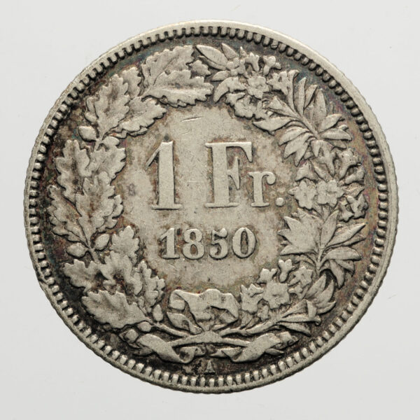 Switzerland Isviçre 1 Frank 1850 Gümüş *RRR