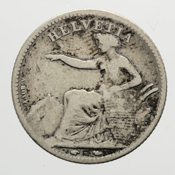 Switzerland Isviçre 1 Frank 1851 Gümüş *RRR