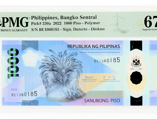 Filipinler PHILIPPINES 1000 Piso 2022 PMG 67 EPQ aUNC *SATILDI - OUT OF STOCK