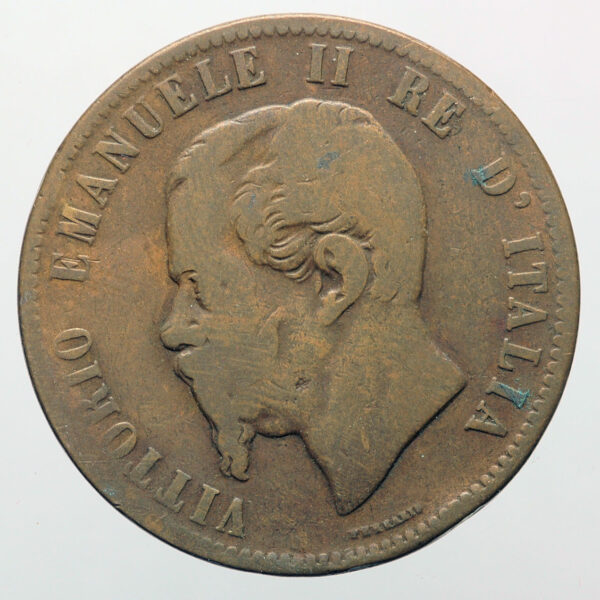 ITALY 10 Centesimi 1863 King Emuneule II