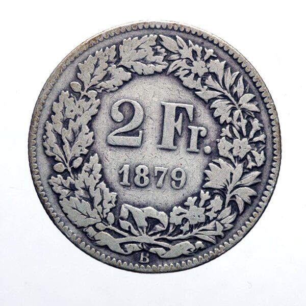 Isviçre Swistzerland 2 Francs 1879 Silver coin