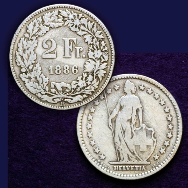Isviçre Swistzerland 2 Francs 1886 Silver coin