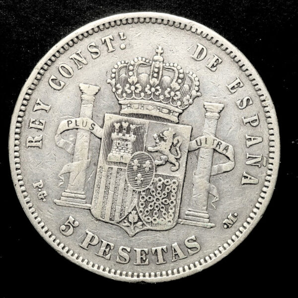 SPAIN Ispanya 5 Pesetas 1896 Gümüş