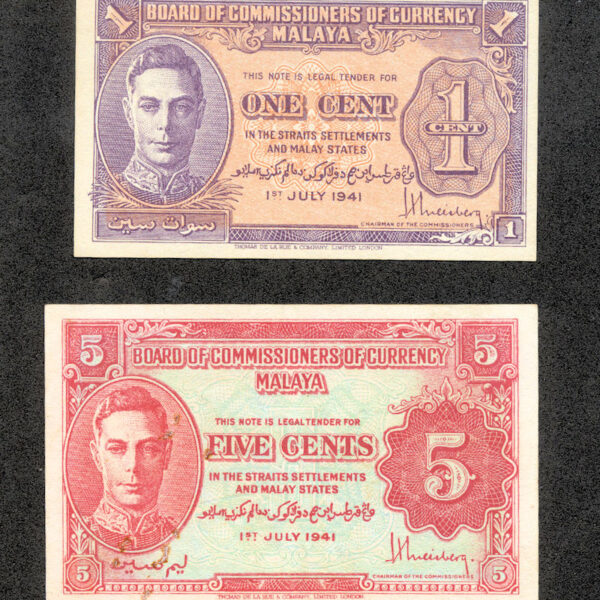 MALAYA - British Borneo 1 + 5 Cents 1941 *EF
