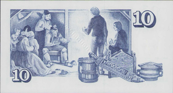 iZLANDA Iceland Island 10 Krönur 29 March 1961 (1981-1986) Issue - UNC çil banknot