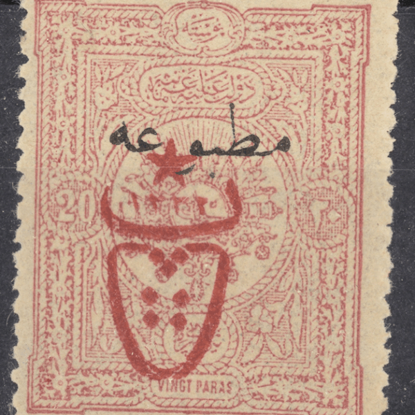 OSMANLI 20 Para 1893 Tuğralı sürşajlı armali Ampir pulları üzerine - (ISFILA 766) **MNH