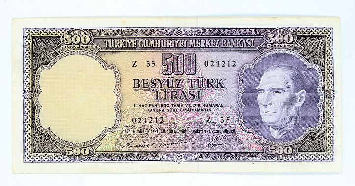 5. Emisyon 500 Lira 1968-1976 Pick#183 *VF – 4. Tertip *çt