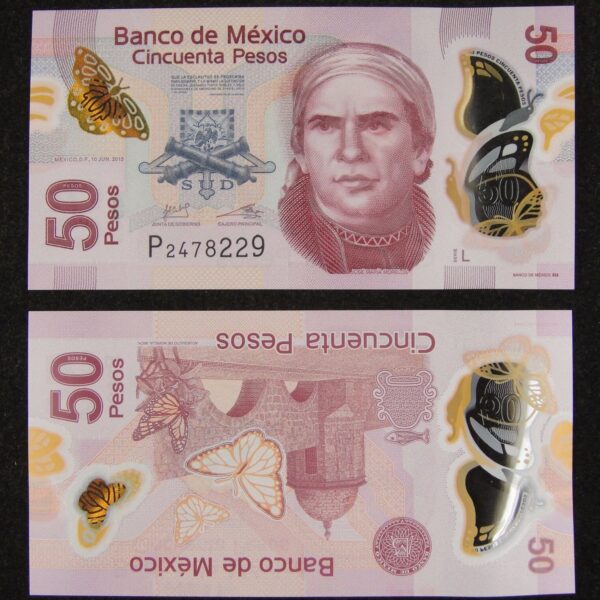 MEXICO 50 Pesos Polymer UNC çil banknot